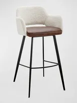 Euro Style Desi Swivel Bar Stool In Ivory