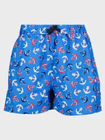 Rachel Riley Kids' Anchor-print Swim Shorts In Blue