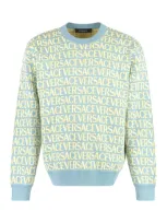 Versace Cotton Crew-neck Sweater In Blue