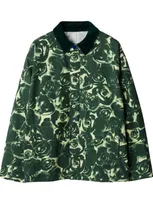 Burberry Rose-print Cotton Shirt Jacket In Ivy