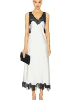 Simkhai Gwynn V Neck Midi Dress In Ivory/black