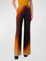 Akris Fior Printed Voile Wide-leg Pants In Vicuna-mocca