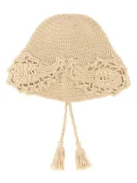 Alanui Tassel Detailed Crochet Bucket Hat In Beige