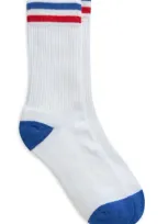 American Trench Kennedy Lux Stripe Crew Socks In Summer White