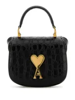 Ami Alexandre Mattiussi Ami Nano Paris Logo Plaque Tote Bag In Black