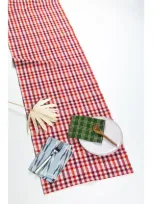 Archive New York Noel Red Plaid Cotton Table Runner In Multi