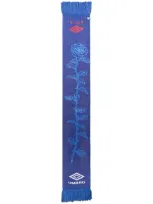 Aries Embroidered-logo Scarf In Blue