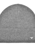 Armani Collezioni Emporio Armani Logo Beanie Hat Grey