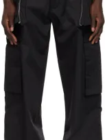 B1archive Black Wide Leg Cargo Pants In Pelago Black