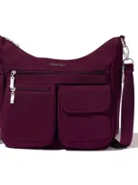 Baggallini Modern Everywhere Hobo Crossbody Bag With Wristlet In Mulberry