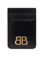 Balenciaga Leather Card Holder In Black