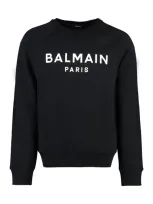 Balmain Cotton Crew-neck Sweatshirt In Black