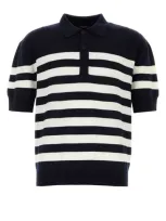 Balmain Embroidered Wool Polo Shirt In Navy Blue