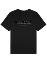 Balmain Beflocktes Und Foliertes T-shirt Mit Logo In Black