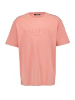 Balmain Logo Embroidered Crewneck T-shirt In Salmone