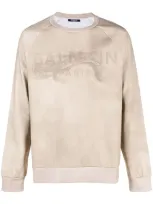 Balmain Logo-print Long-sleeve Sweatshirt In Brown