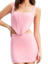 Bardot Linen Corset Top In Candy Pink