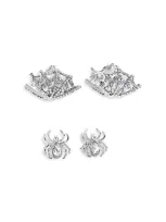 Baublebar Model Crawlers Crystal Web Hoop & Spider Stud Earrings In Silver Tone, Set Of 2