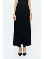 Bayeas Alice Distressed Denim Maxi Skirt In Black