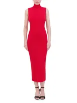 Bcbgmaxazria Sleeveless Mock Neck Midi Dress In Salsa