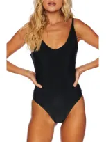 Beach Riot Reese Rib One-piece Swimsuit In Black