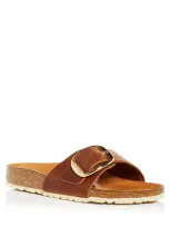 Birkenstock Women's Madrid Big Buckle Sandals In Beige Leather/gold