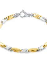 Bliss Diamond Mens Solid 14k Yellow Gold 22 Grams Designed Link 5mm Heavy Masculine Bracelet 8"