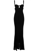 Blumarine Crochet-knit Gown Dress In Black