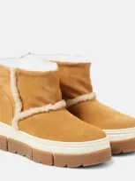 Bogner Shearling-lined Suede Ankle Boots In Beige