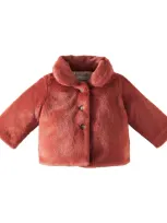 Bonpoint Baby Douceur Faux Fur Coat In Red