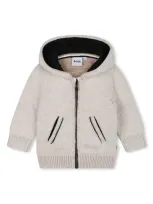 Bosswear Babies' Logo-patch Knitted Hoodie In Neutrals