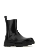 Bottega Veneta Black Leather Highway Ankle Boots In Blk