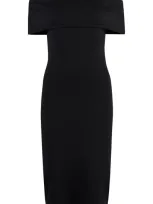 Bottega Veneta Off-shoulder Jersey Midi Dress In Black