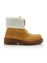 Bottega Veneta Haddock Shearling-lined Nubuck Ankle Boots In Tan