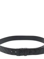 Bottega Veneta Intrecciato Buckle Belt In Black