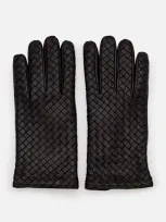 Bottega Veneta Intrecciato Leather Gloves In Black