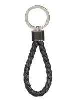 Bottega Veneta Intreccio Key Ring In Black