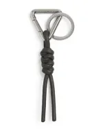 Bottega Veneta Leather Triangle Knot Keyring In Grey