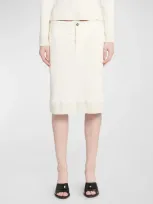 Bottega Veneta Compact Cotton Rib Jersey Skirt In Sea Salt