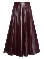 Bottega Veneta Pleated Leather Maxi Skirt In Burgundy