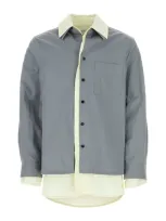 Bottega Veneta Contrast Layer Cotton Blend Shirt In Grey