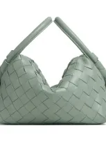 Bottega Veneta Small Loop Intrecciato Leather Crossbody Bag In Green