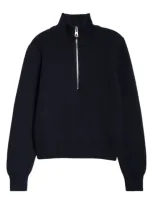 Bottega Veneta Wool Rib Quarter Zip Sweater In Abyss