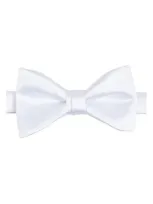 Brooklyn Brigade Solid Satin Pre-tied Bow Tie In White