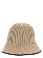 Brunello Cucinelli Beige Ribbed Knit Bucket Hat