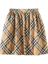 Burberry Kids' Check Cotton Skirt In Brown