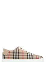 Burberry Checked Motif Sneakers In Beige