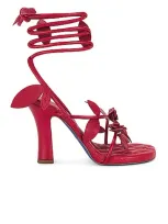 Burberry Ivy Flora Leather Sandals With Heel. In Red