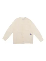 Burberry Kids' Check Print Wool Cardigan In White