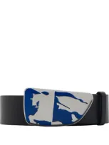 Burberry Shield Ekd Leather Belt In Blue